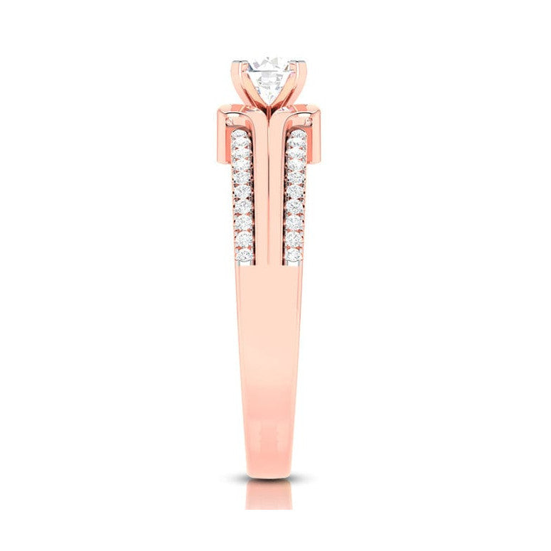 50-Pointer Solitaire with 2-Row Diamond Shank 18K Rose Gold Ring JL AU G 116R-A   Jewelove.US