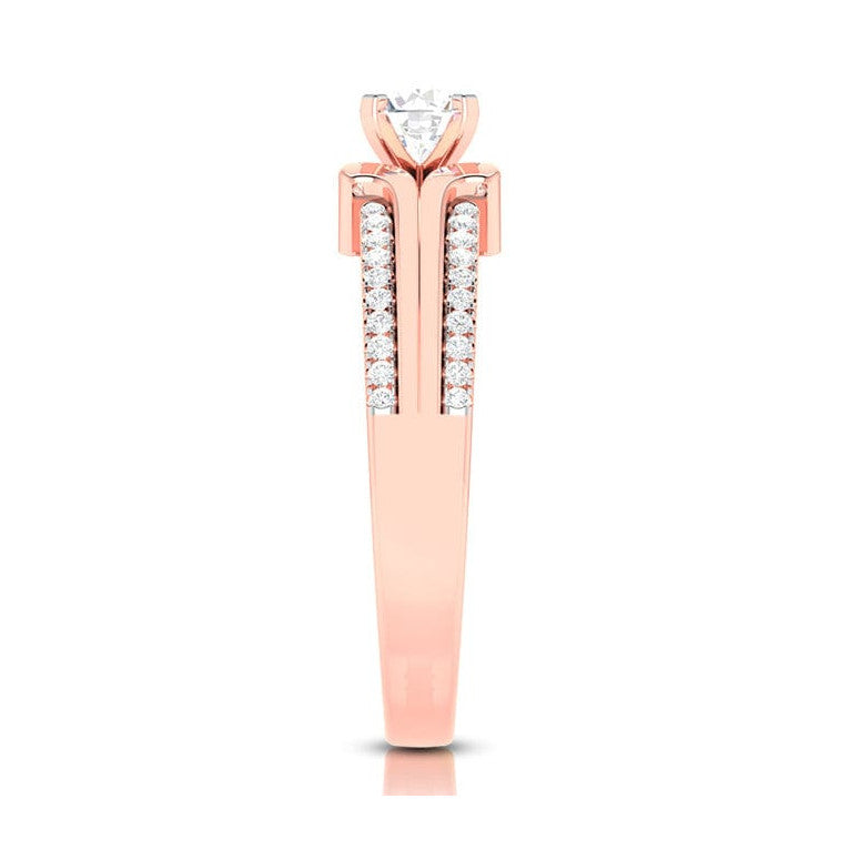 70-Pointer Lab Grown Solitaire with 2-Row Diamond Shank 18K Rose Gold Ring JL AU LG G-116R-B   Jewelove.US