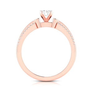 1-Carat Solitaire with 2-Row Diamond Shank 18K Rose Gold Ring JL AU G 116R-C   Jewelove.US