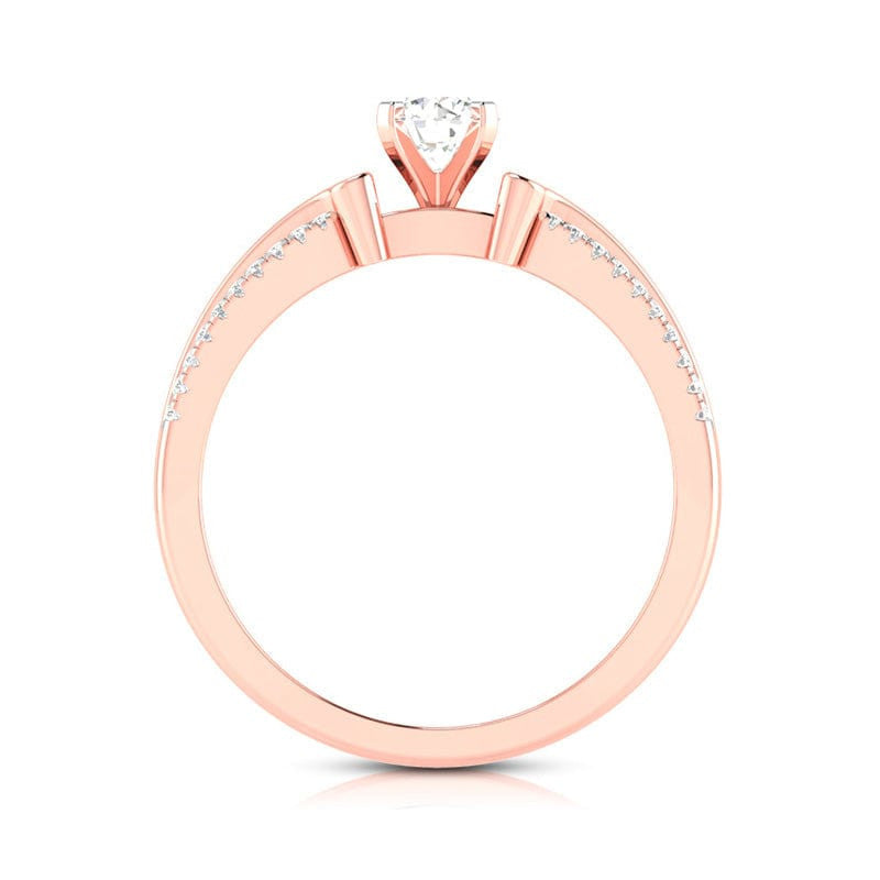 70-Pointer Lab Grown Solitaire with 2-Row Diamond Shank 18K Rose Gold Ring JL AU LG G-116R-B   Jewelove.US