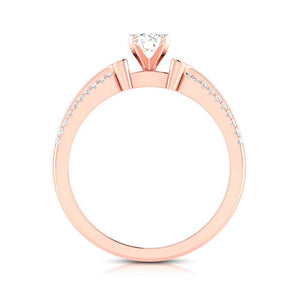 70-Pointer Lab Grown Solitaire with 2-Row Diamond Shank 18K Rose Gold Ring JL AU LG G-116R-B   Jewelove.US