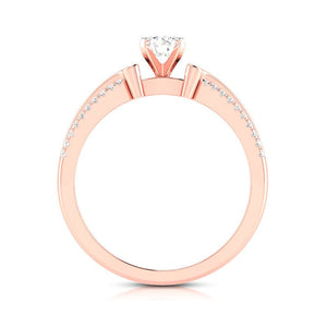 50-Pointer Solitaire with 2-Row Diamond Shank 18K Rose Gold Ring JL AU G 116R-A   Jewelove.US