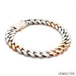 Load image into Gallery viewer, 10.25mm Platinum Rose Gold Heavy Bracelet with Hi-Polish &amp; Matte Finish for Men JL PTB 1179
