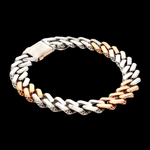Load image into Gallery viewer, 10.25mm Platinum Rose Gold Heavy Bracelet with Hi-Polish &amp; Matte Finish for Men JL PTB 1179
