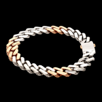 Load image into Gallery viewer, 10.25mm Platinum Rose Gold Heavy Bracelet with Hi-Polish &amp; Matte Finish for Men JL PTB 1179
