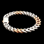 Load image into Gallery viewer, 10.25mm Platinum Rose Gold Heavy Bracelet with Hi-Polish &amp; Matte Finish for Men JL PTB 1179
