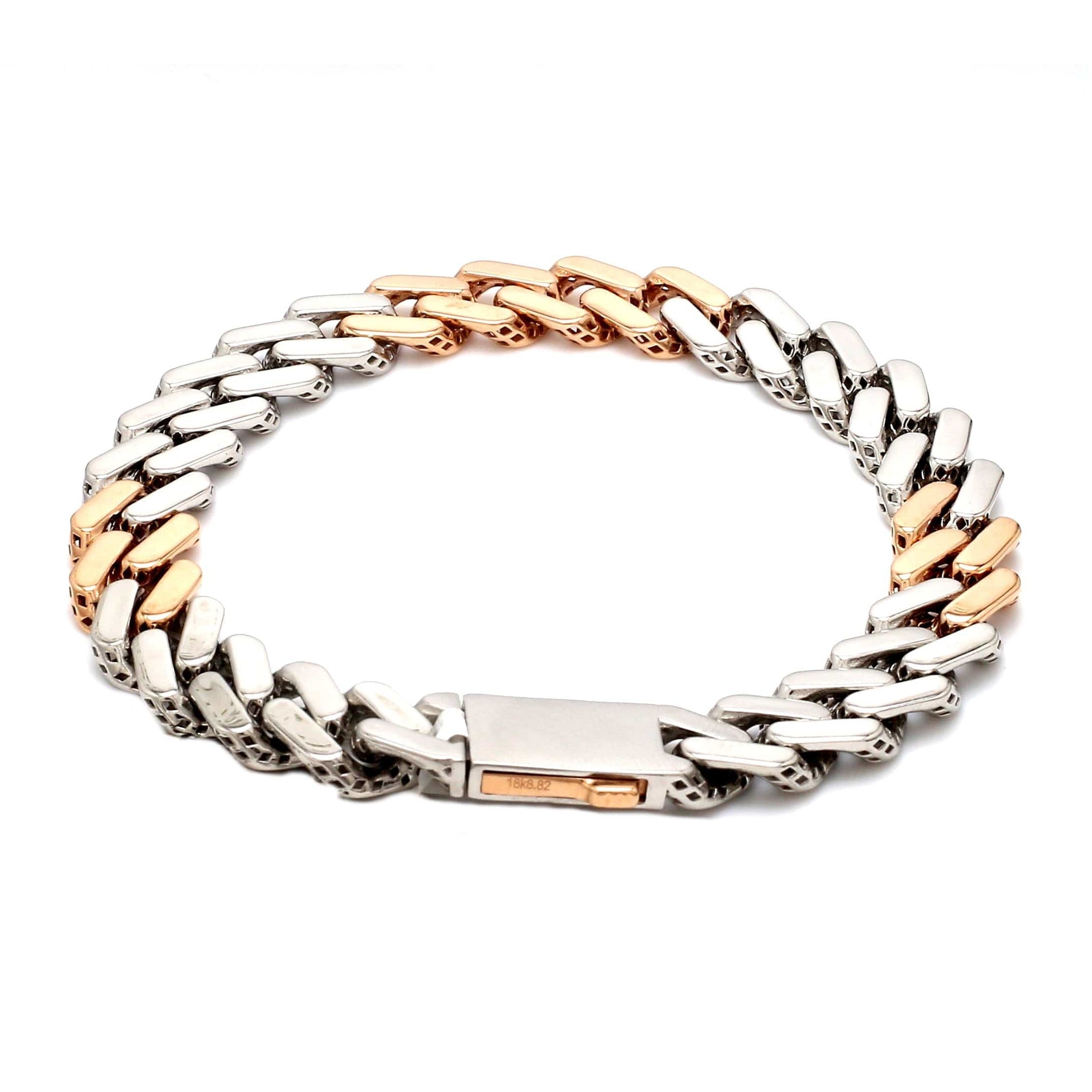 10.25mm Platinum Rose Gold Heavy Bracelet with Hi-Polish & Matte Finish for Men JL PTB 1179