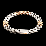 Load image into Gallery viewer, 10.25mm Platinum Rose Gold Heavy Bracelet with Hi-Polish &amp; Matte Finish for Men JL PTB 1179
