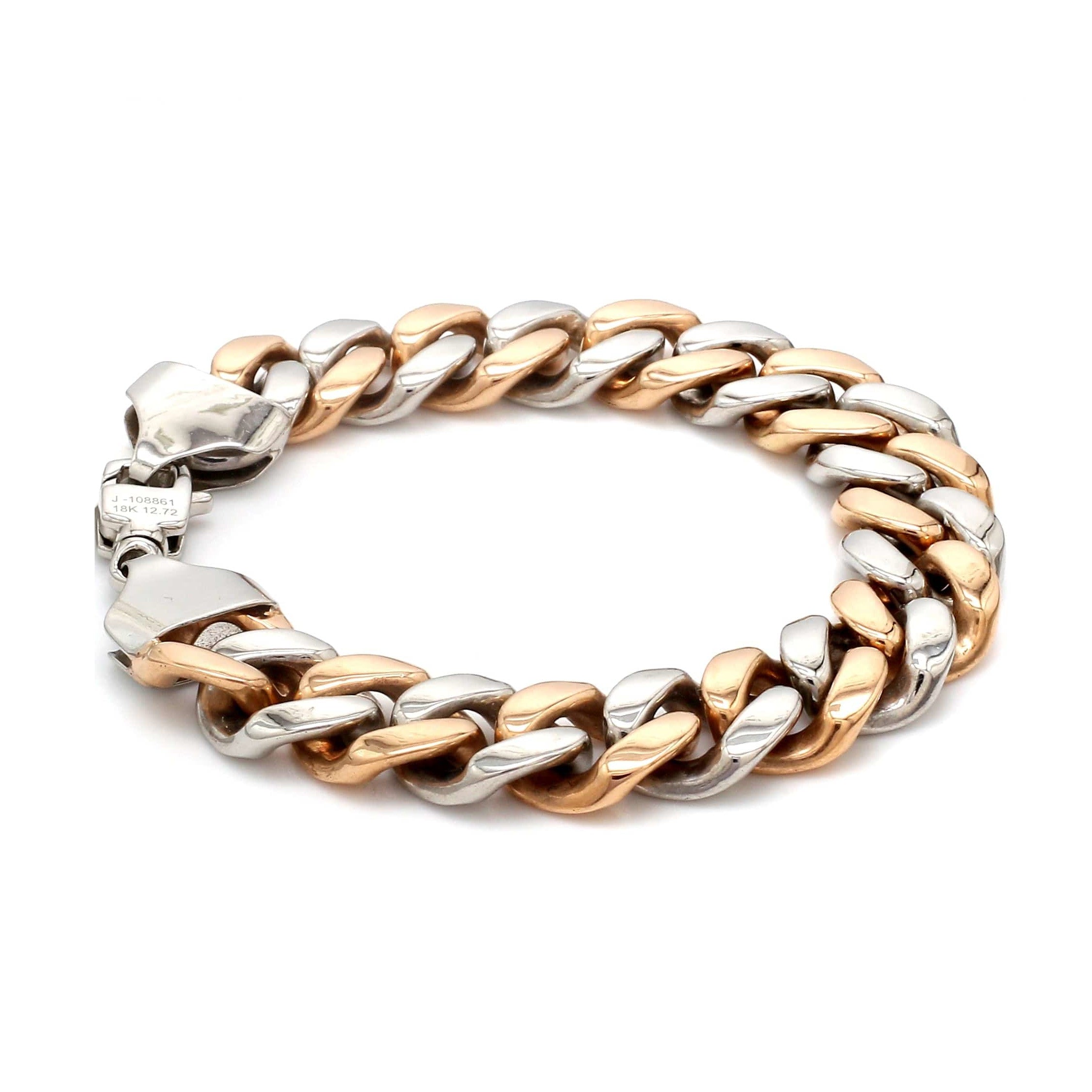 12.75mm Two-tone Platinum & Rose Gold Curb Bracelet for Men JL PTB 1174-A