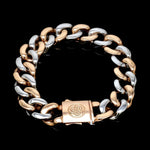 Load image into Gallery viewer, 13.5mm Two-tone Platinum &amp; Rose Gold Curb Bracelet for Men JL PTB 1174
