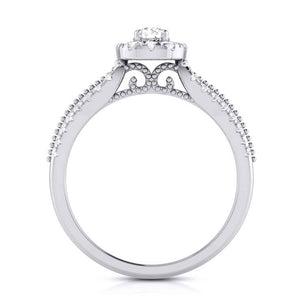 30-Pointer Solitaire Halo Diamond Split Shank Ring JL PT G 102-B