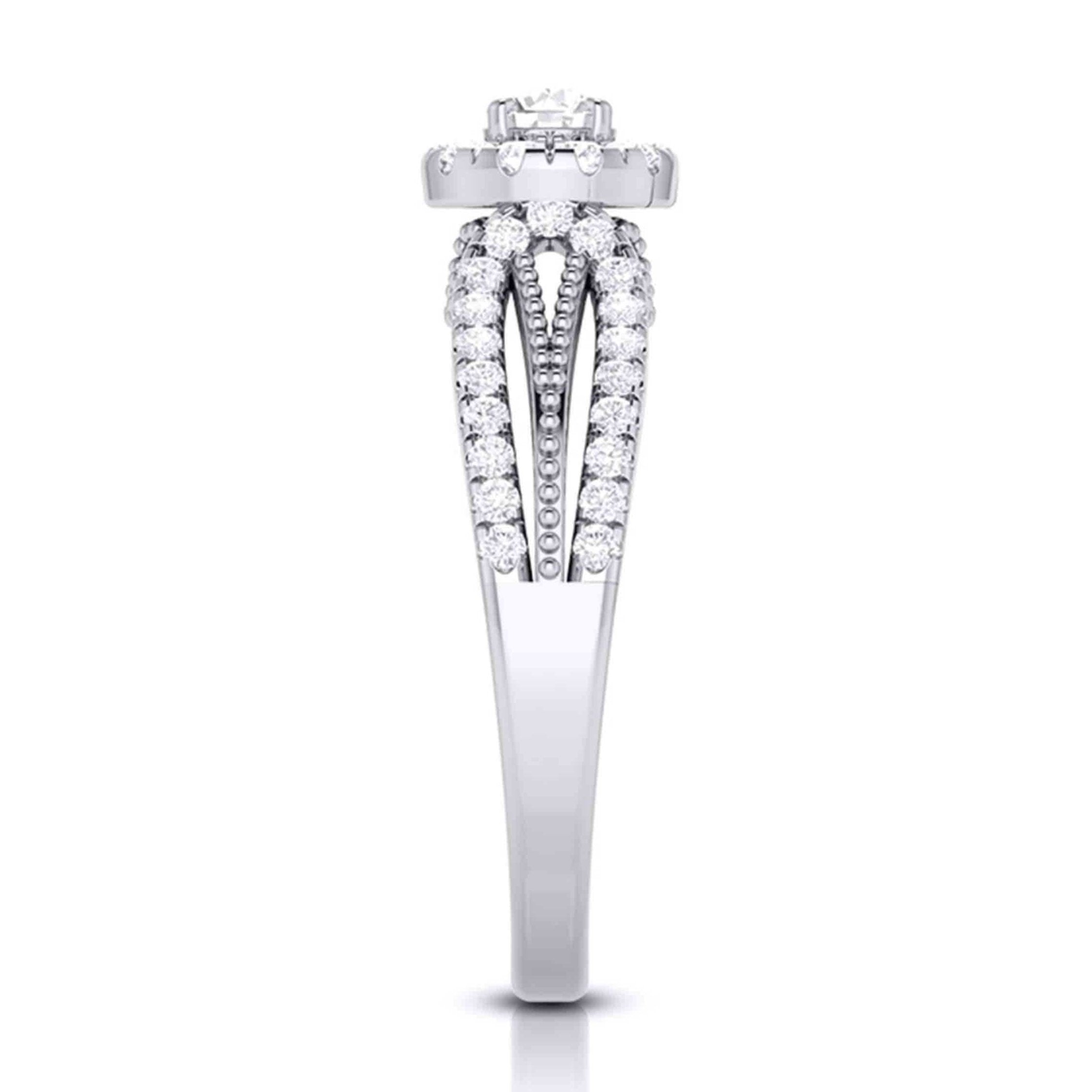 30-Pointer Solitaire Halo Diamond Split Shank Ring JL PT G 102-B