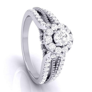 30-Pointer Solitaire Halo Diamond Split Shank Ring JL PT G 102-B