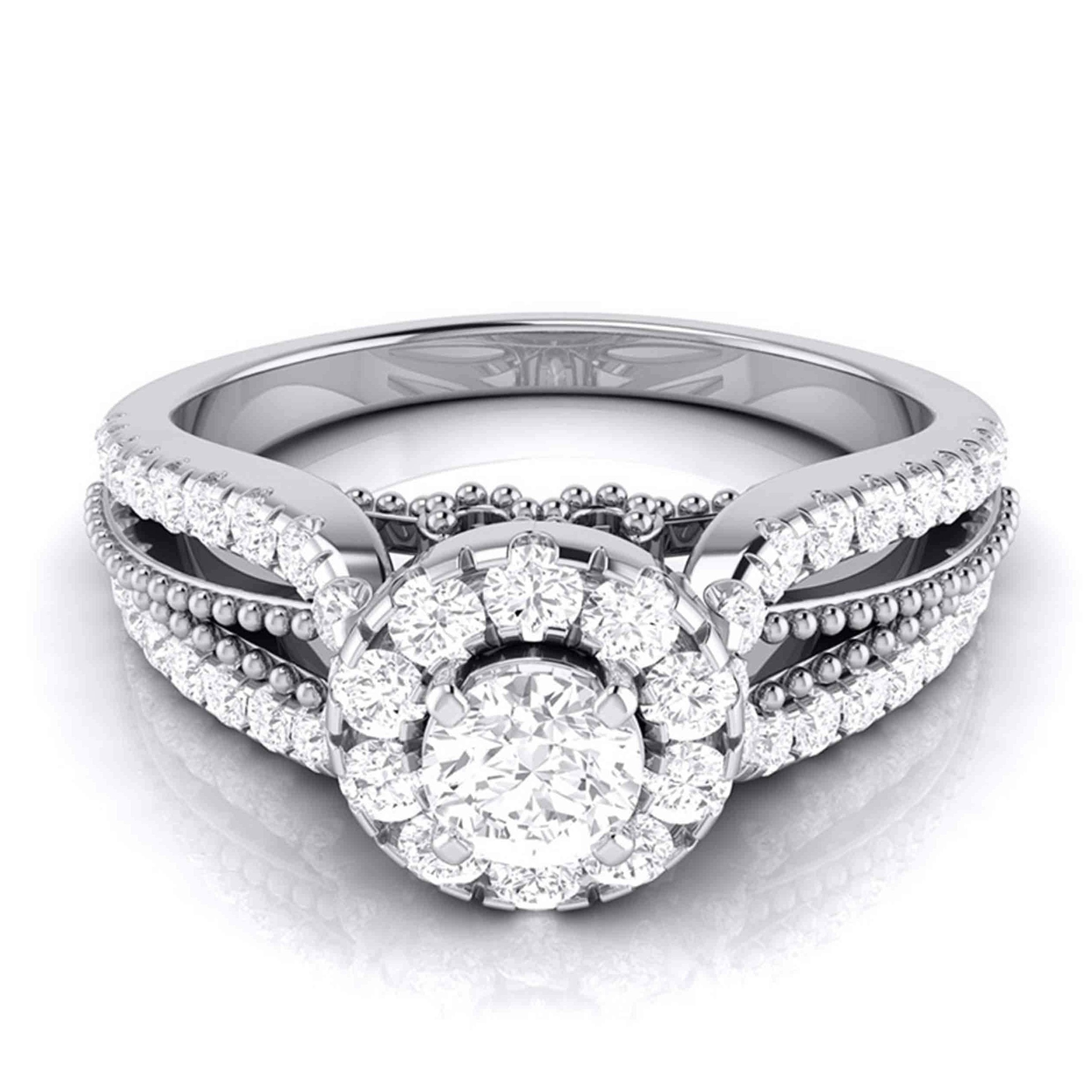 20-Pointer Designer Platinum Diamond Engagement Ring JL PT G 102-A