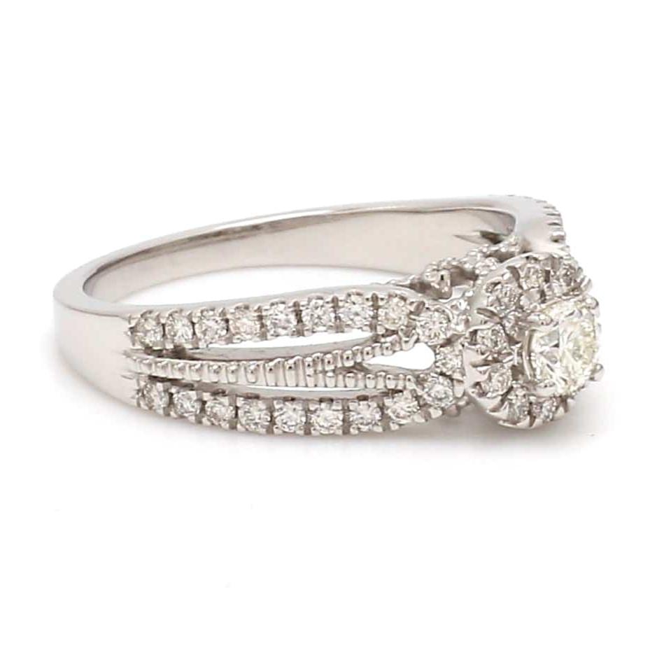 30-Pointer Solitaire Halo Diamond Split Shank Ring JL PT G 102-B