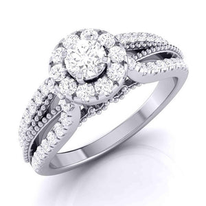 15-Pointer Solitaire Halo Diamond Split Shank Ring JL PT G 102