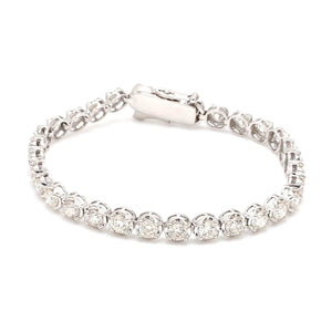 18-Pointer Diamond Tennis Bracelet 18K White Gold JL AU 755