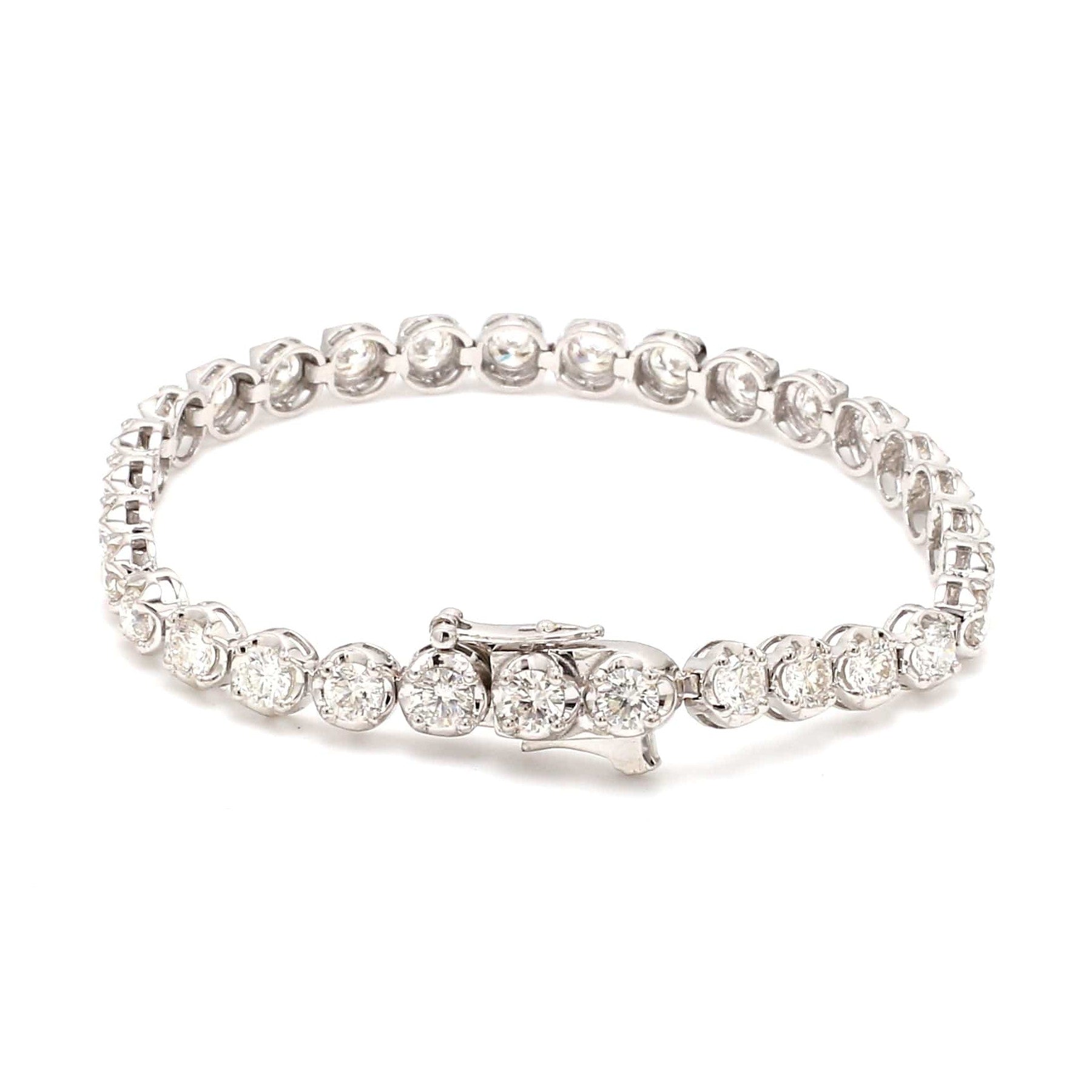 18-Pointer Diamond Tennis Bracelet 18K White Gold JL AU 755