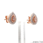 Load image into Gallery viewer, 18K Rose Gold Pear Earrings with Pink Pear Cut &amp; White Round Diamond JL AU PD 103
