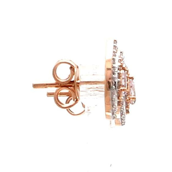 18K Rose Gold Pear Earrings with Pink Pear Cut & White Round Diamond JL AU PD 103