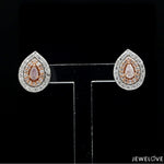 Load image into Gallery viewer, 18K Rose Gold Pear Earrings with Pink Pear Cut &amp; White Round Diamond JL AU PD 103

