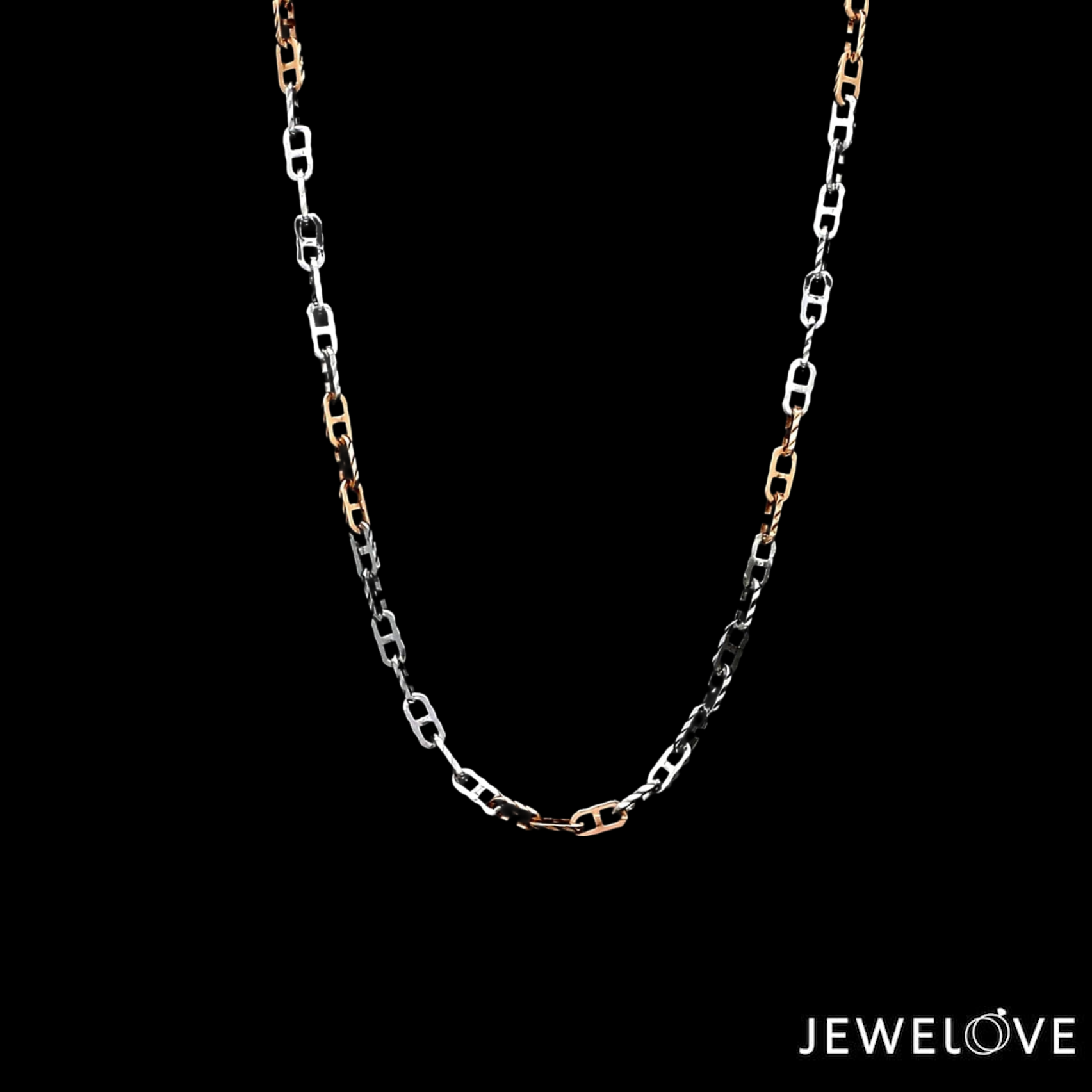 2.5mm Japanese Platinum Rose Gold Links Chain JL PT CH 1263   Jewelove.US