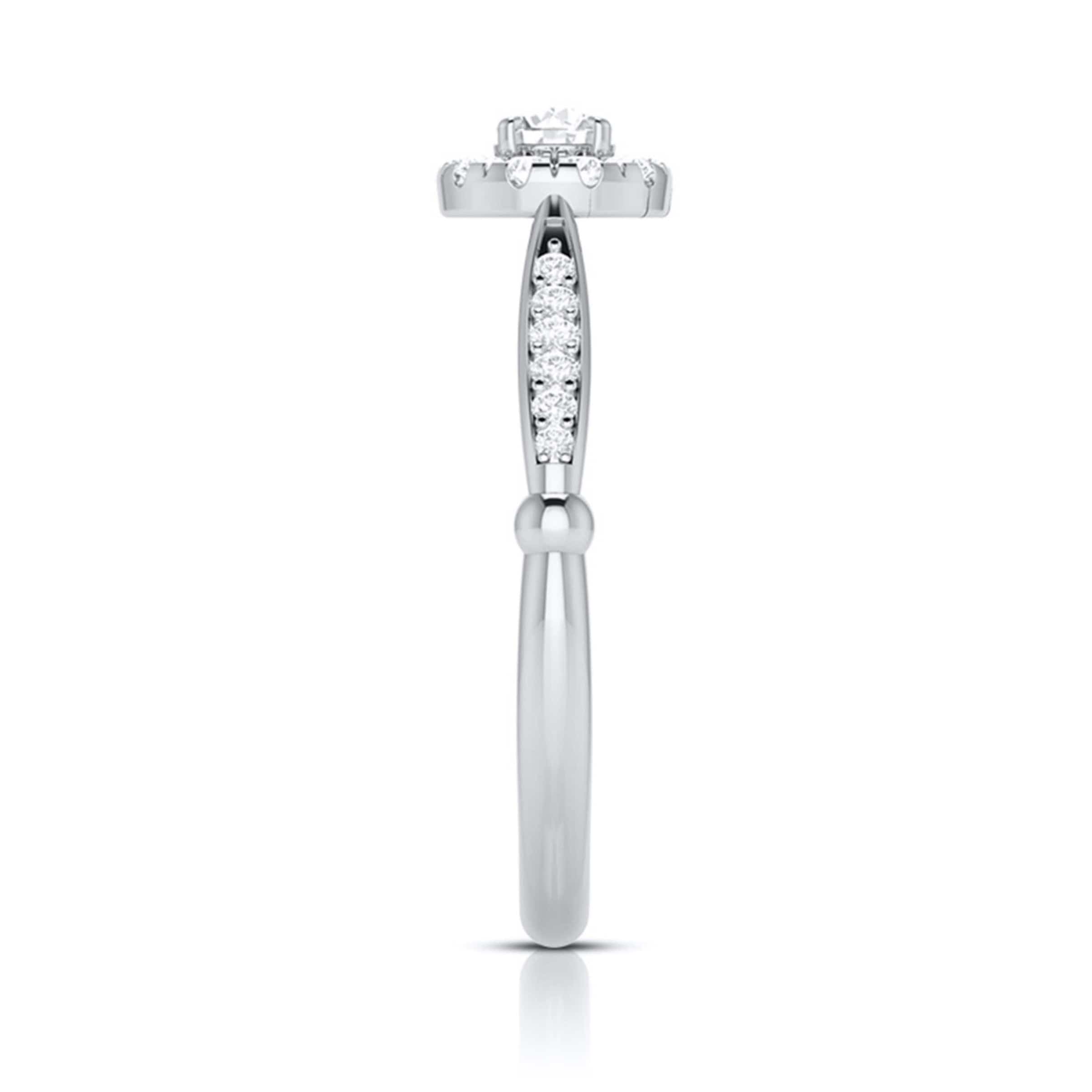 70-Pointer Solitaire Halo Diamond Shank Platinum Ring JL PT G 103-C
