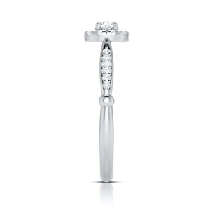 70-Pointer Solitaire Halo Diamond Shank Platinum Ring JL PT G 103-C