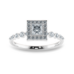 Load image into Gallery viewer, 709-Pointer Princess Cut Solitaire Halo Diamond Accents Platinum Ring JL PT 2003-B
