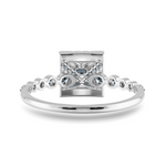 Load image into Gallery viewer, 709-Pointer Princess Cut Solitaire Halo Diamond Accents Platinum Ring JL PT 2003-B
