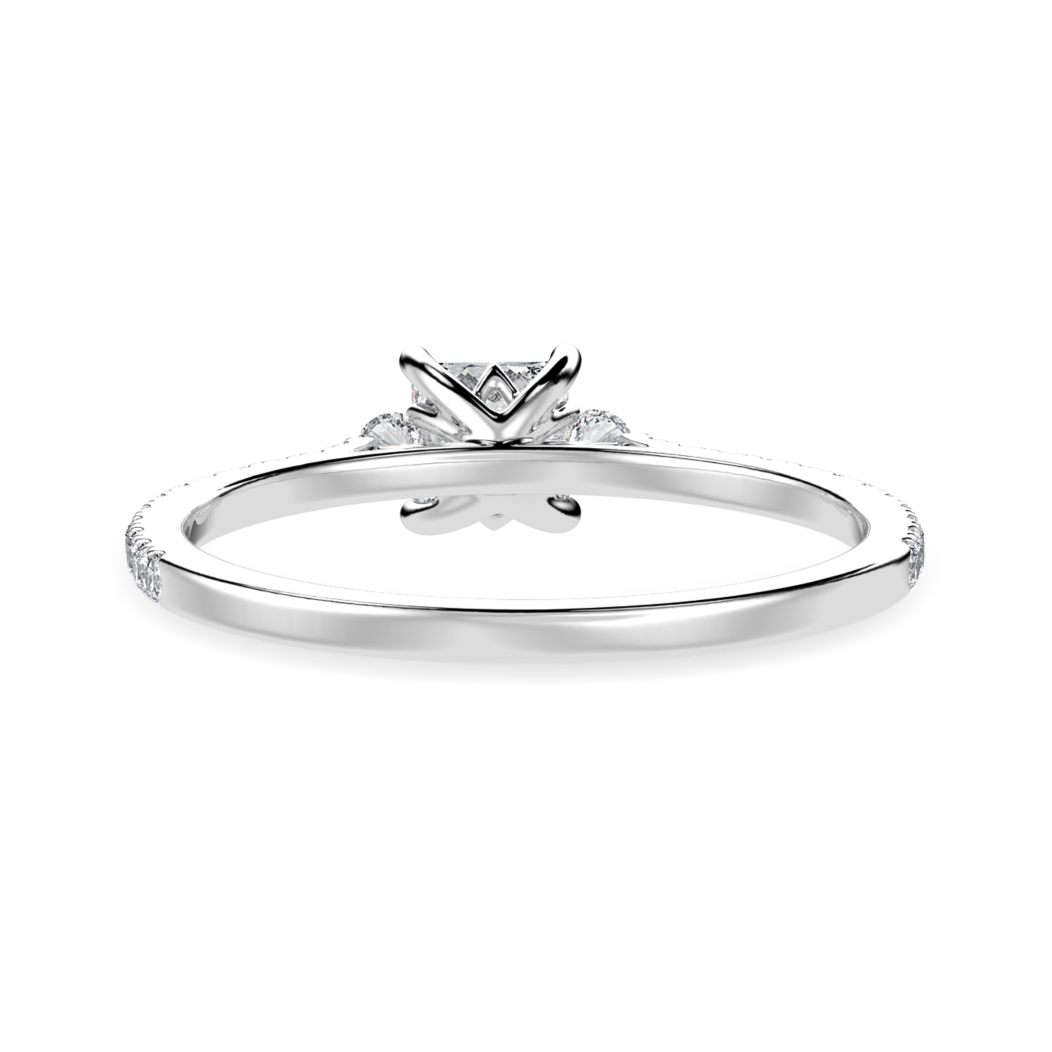 50-Pointer Princess Cut Solitaire Diamond Accents Shank Platinum Ring JL PT 1240-A