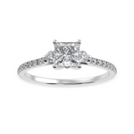 Load image into Gallery viewer, 50-Pointer Princess Cut Solitaire Diamond Accents Shank Platinum Ring JL PT 1240-A
