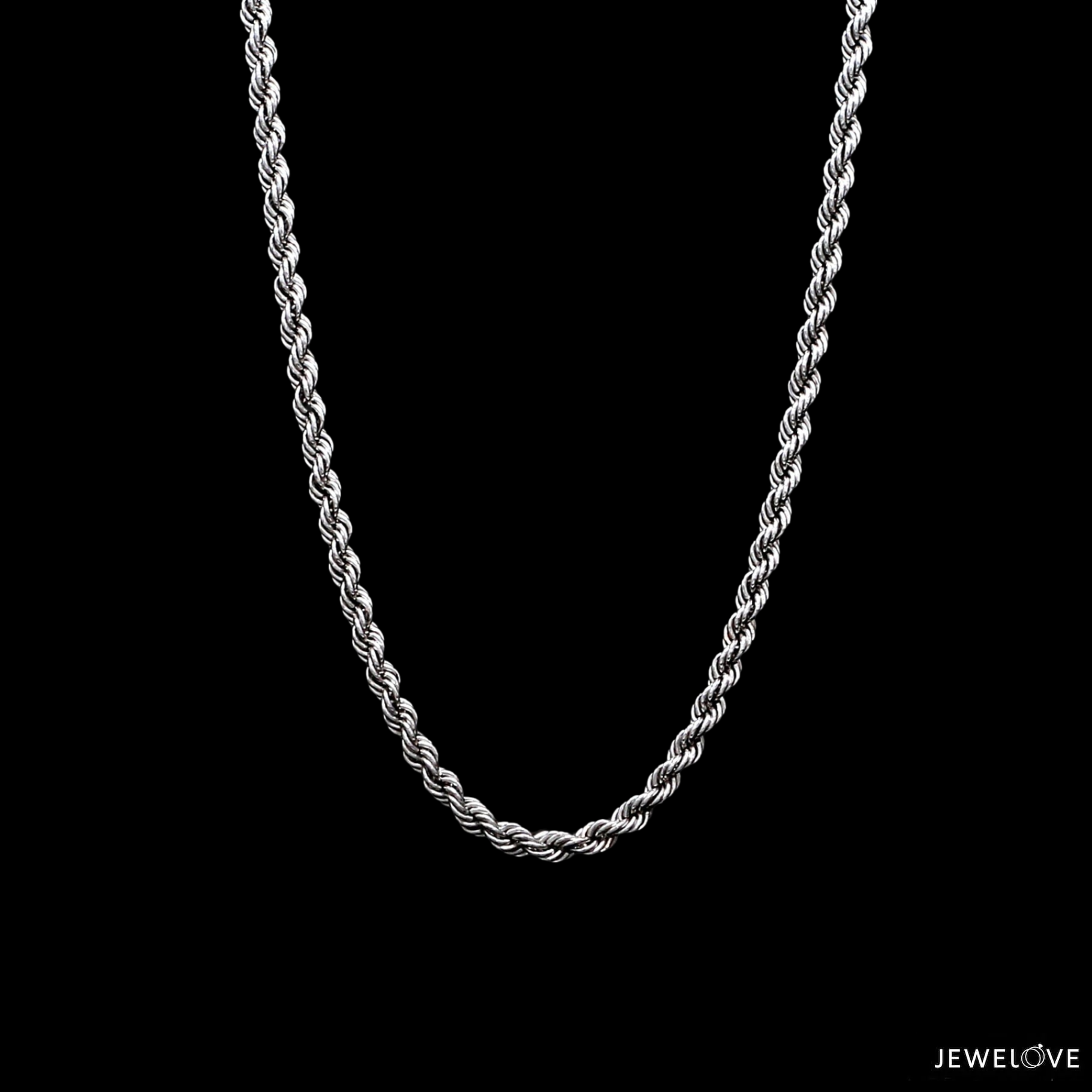 3mm Japanese Platinum Diamond Cut Rope Chain for Men JL PT CH 903-B