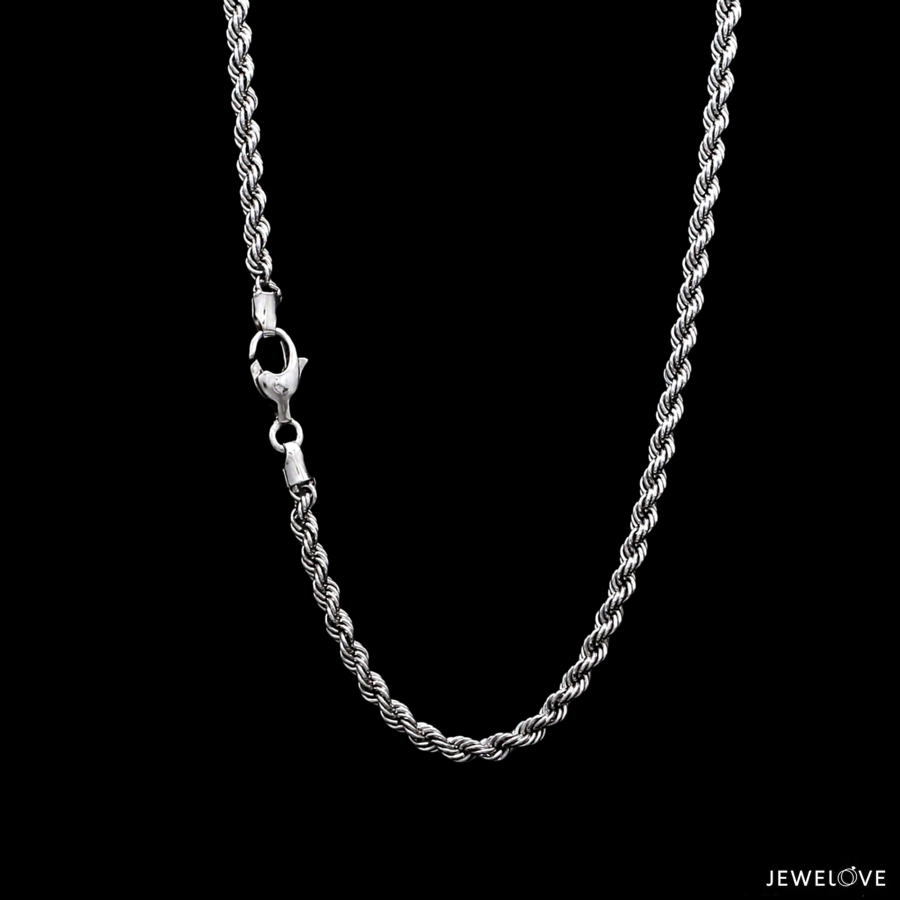 3mm Japanese Platinum Diamond Cut Rope Chain for Men JL PT CH 903-B