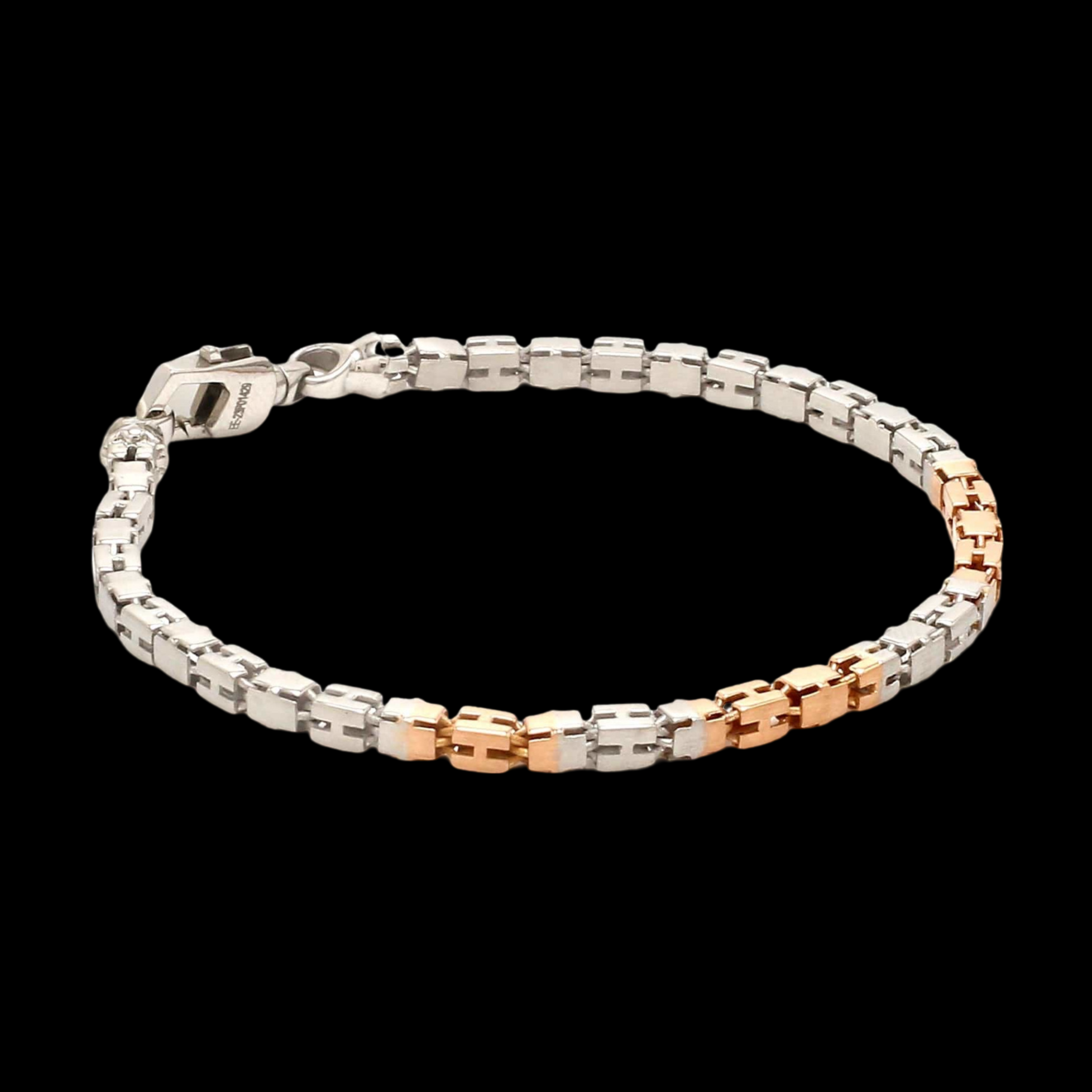 3.25mm Platinum Rose Gold Bracelet with Hi-Polish & Matte