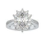 Load image into Gallery viewer, 70-Pointer Oval Cut Solitaire Designer Platinum Halo Diamond Shank Ring JL PT 0173-B
