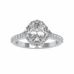 Load image into Gallery viewer, 30-Pointer Oval Cut Solitaire Halo Diamond Accents Shank Ring JL PT 0059
