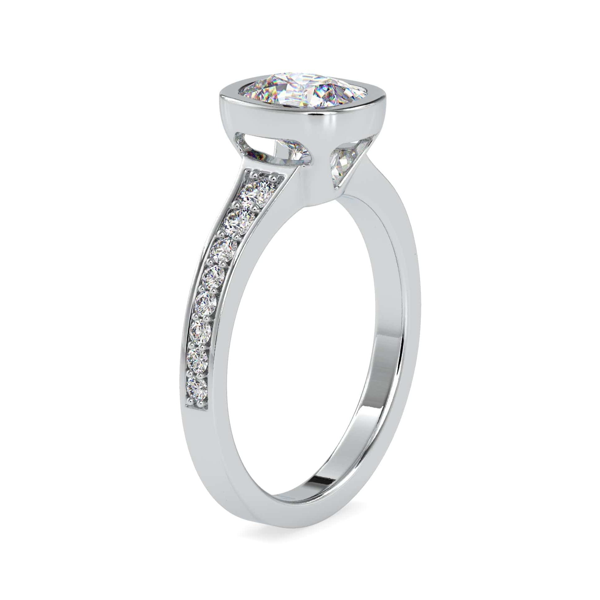 70-Pointer Oval Cut Solitaire Platinum Diamond Shank Ring JL PT 0092-B