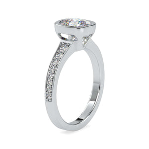 70-Pointer Oval Cut Solitaire Platinum Diamond Shank Ring JL PT 0092-B