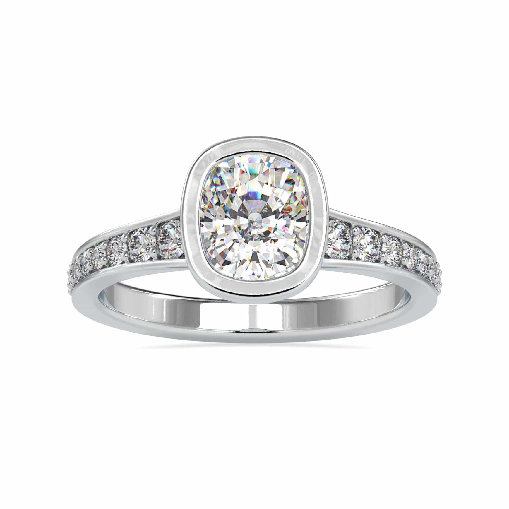 70-Pointer Oval Cut Solitaire Platinum Diamond Shank Ring JL PT 0092-B