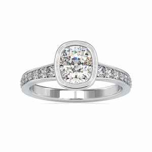 70-Pointer Oval Cut Solitaire Platinum Diamond Shank Ring JL PT 0092-B