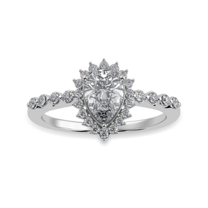 50-Pointer Pear Cut Solitaire Halo Diamond Shank Platinum Ring JL PT 1253-A