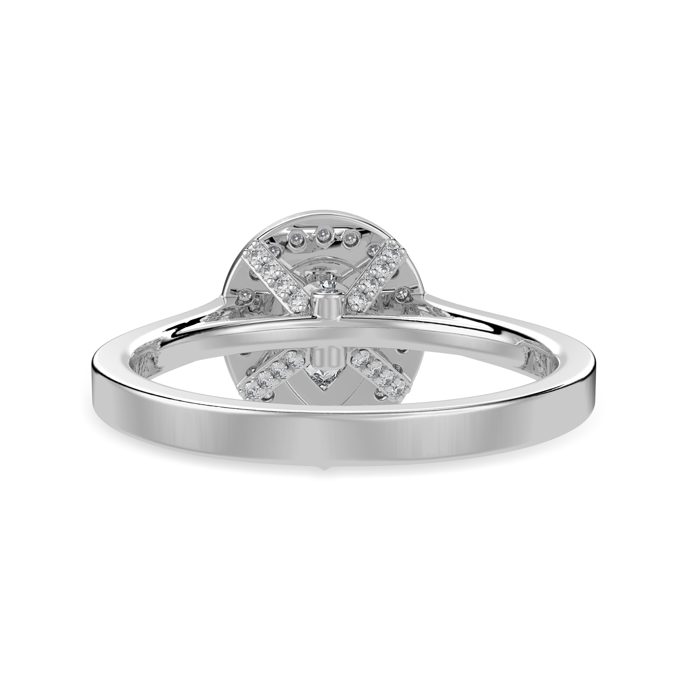 70-Pointer Pear Cut Solitaire Halo Diamond Shank Platinum Ring JL PT 1327-B