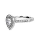 Load image into Gallery viewer, 50-Pointer Pear Cut Solitaire Halo Diamond Shank Platinum Ring JL PT 1327-A
