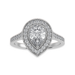 Load image into Gallery viewer, 50-Pointer Pear Cut Solitaire Halo Diamond Shank Platinum Ring JL PT 1327-A
