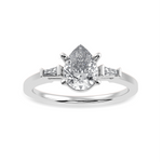 Load image into Gallery viewer, 70-Pointer Pear Cut Solitaire with Baguette Diamond Accents Platinum Ring JL PT 1227-B
