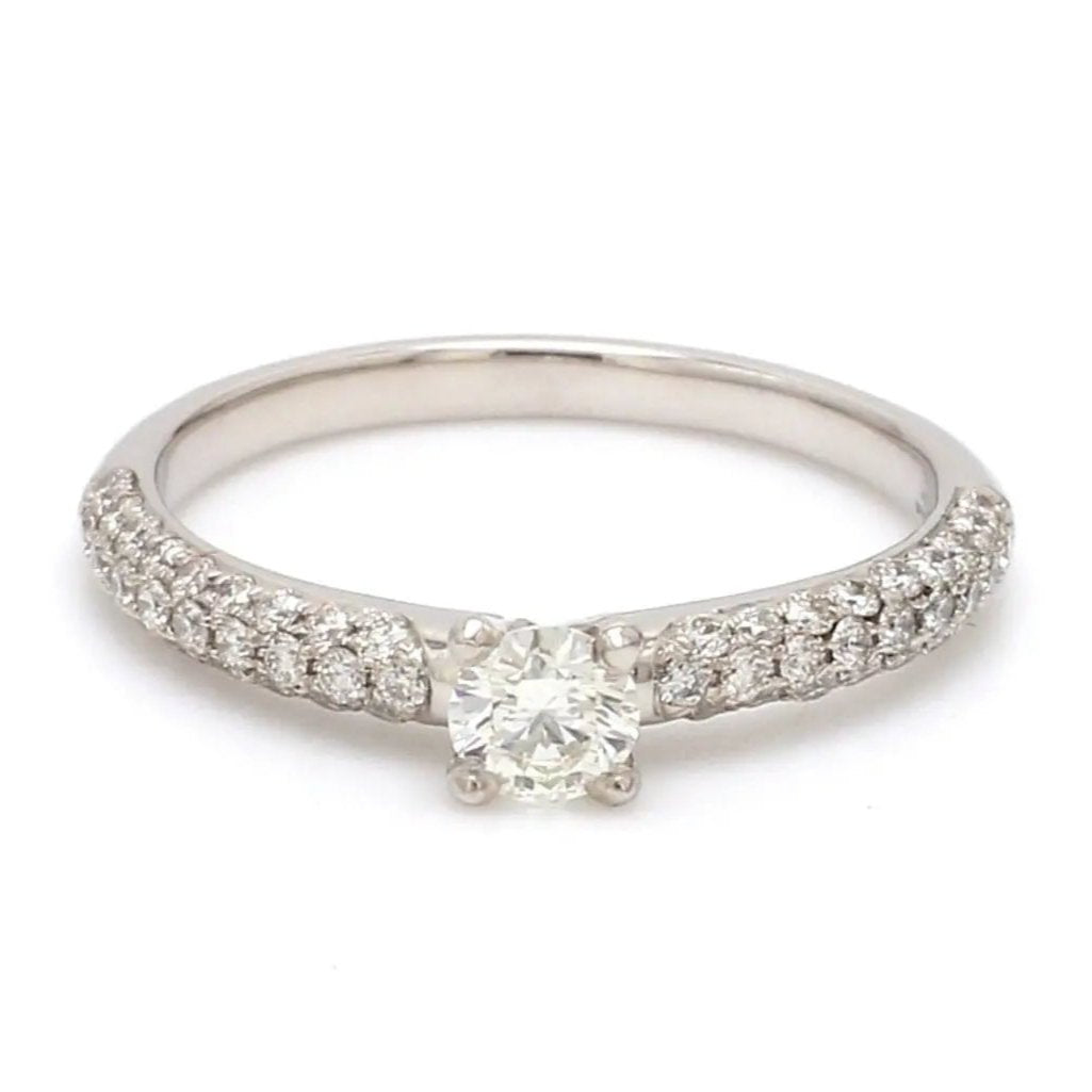 30-Pointer Platinum Solitaire Engagement Ring with 3 Row Diamonds JL PT 462