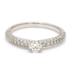 30-Pointer Platinum Solitaire Engagement Ring with 3 Row Diamonds JL PT 462
