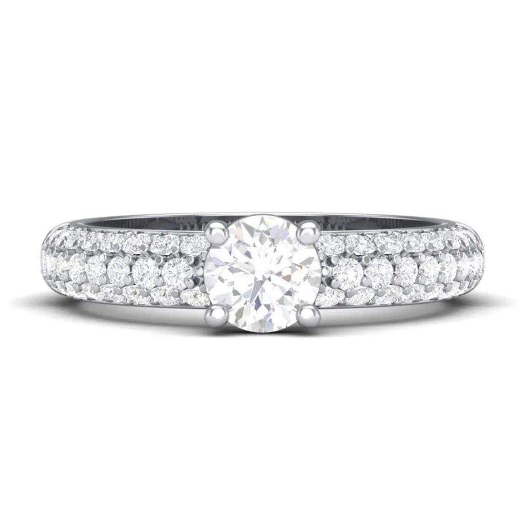 30-Pointer Platinum Solitaire Engagement Ring with 3 Row Diamonds JL PT 462