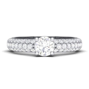 30-Pointer Platinum Solitaire Engagement Ring with 3 Row Diamonds JL PT 462